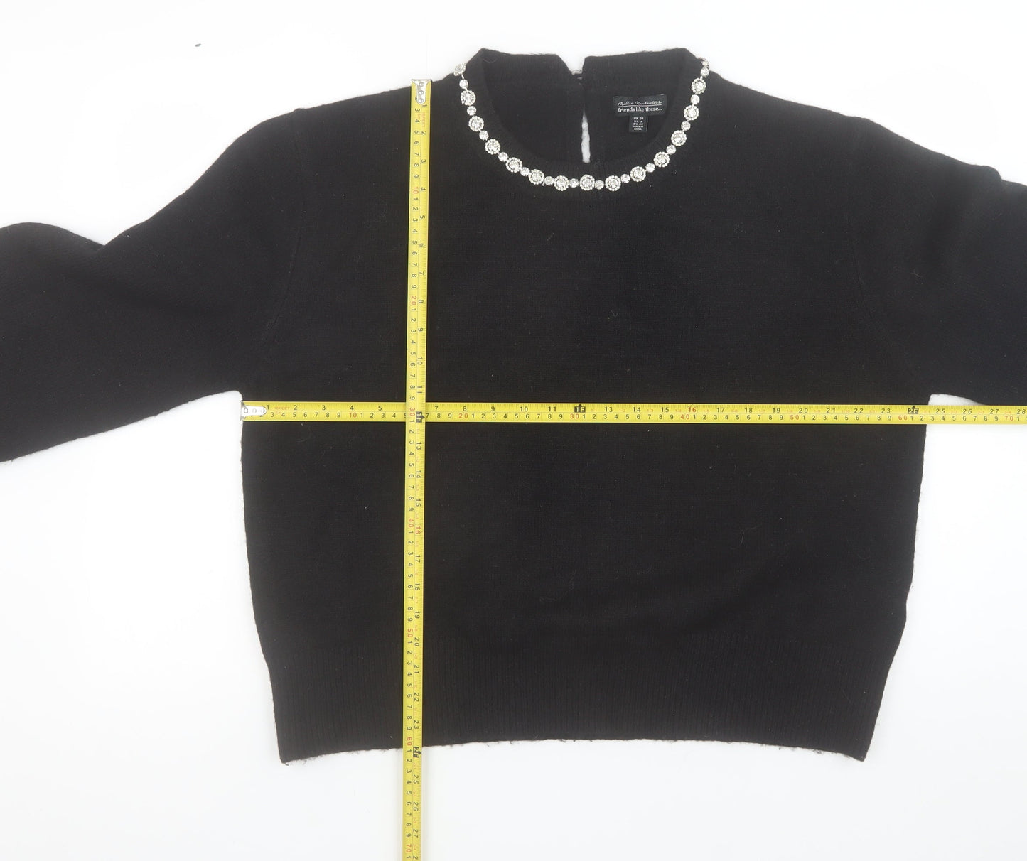 Millie Mackintosh Women's Black Jewel Neck Long Sleeve Pullover Jumper Size 20