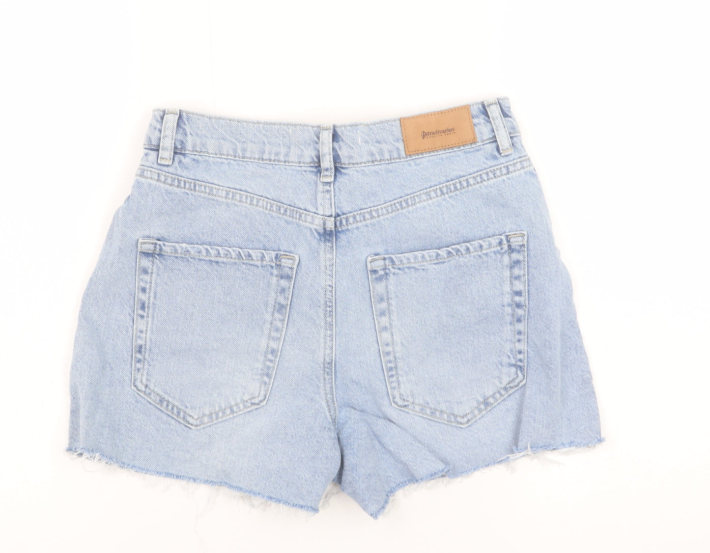 Stradivarius Women's Blue Denim Mom Shorts Size 8 High Rise