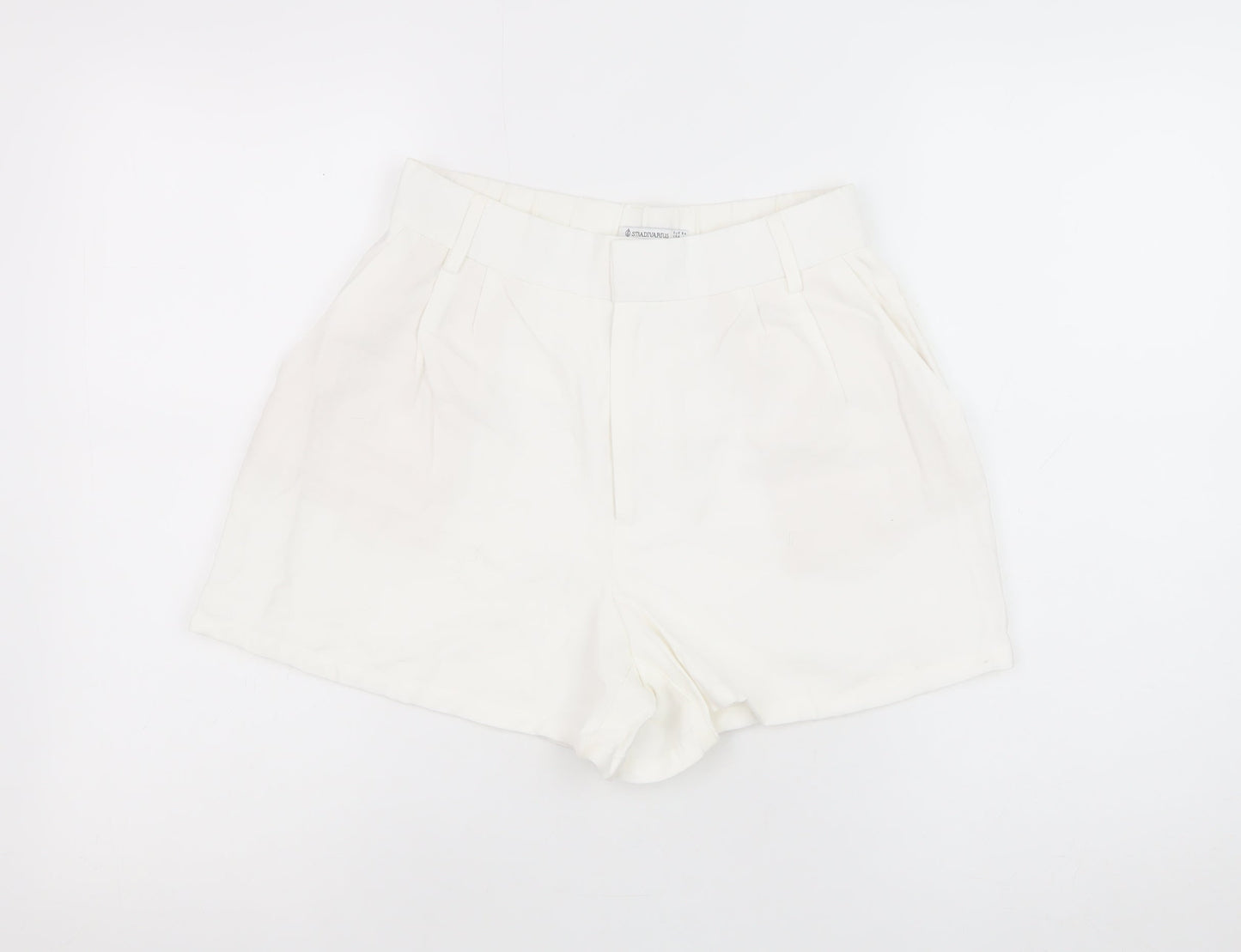 Stradivarius Women Ivory Chino Shorts Size 8 Lightweight Viscose Blend