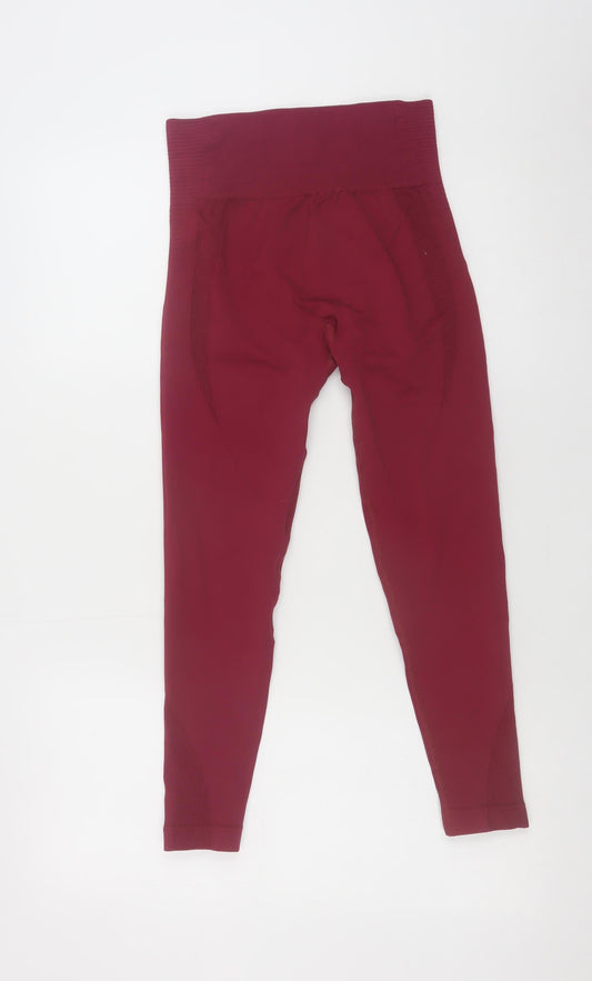 Fit Pink Women's Red Seamless High Rise Ankle Gym Leggings Size 10