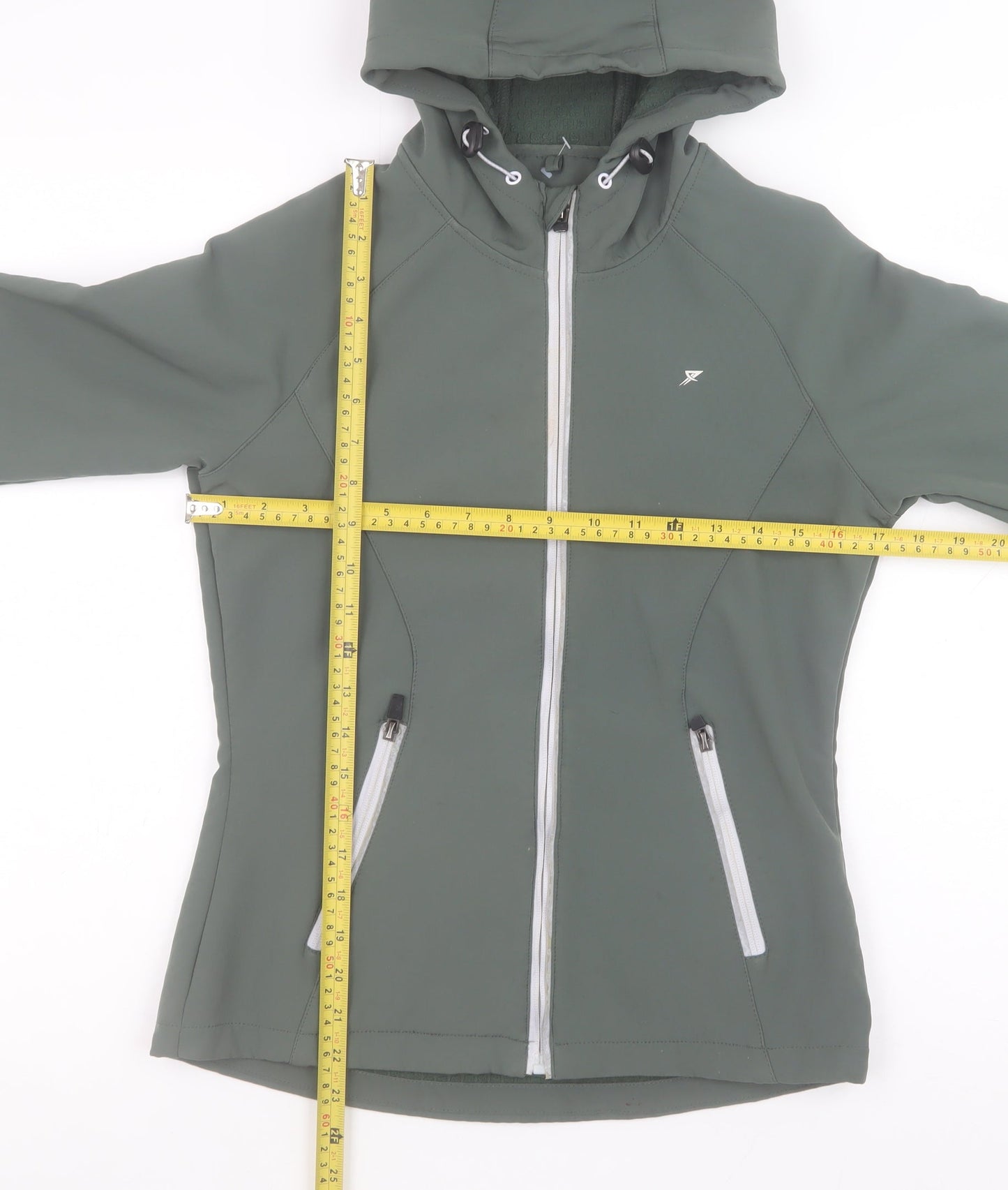 WORK OUT Womens Green XS Softshell Hooded Zip Jacket