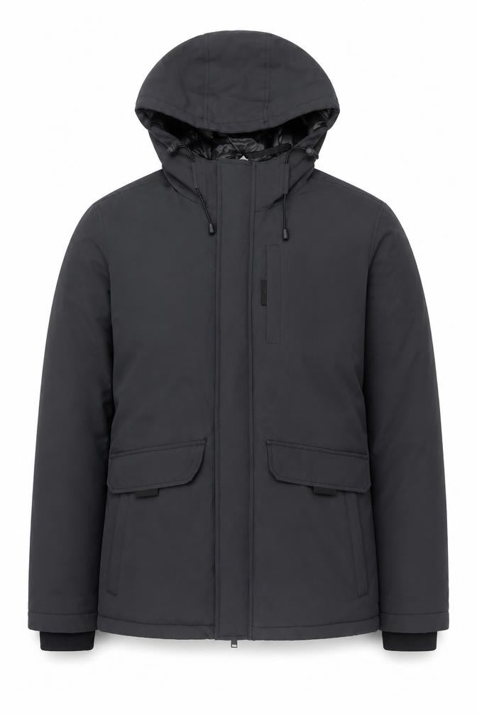 Racing Green Men’s Black Parka Jacket M Hooded Water Resistant