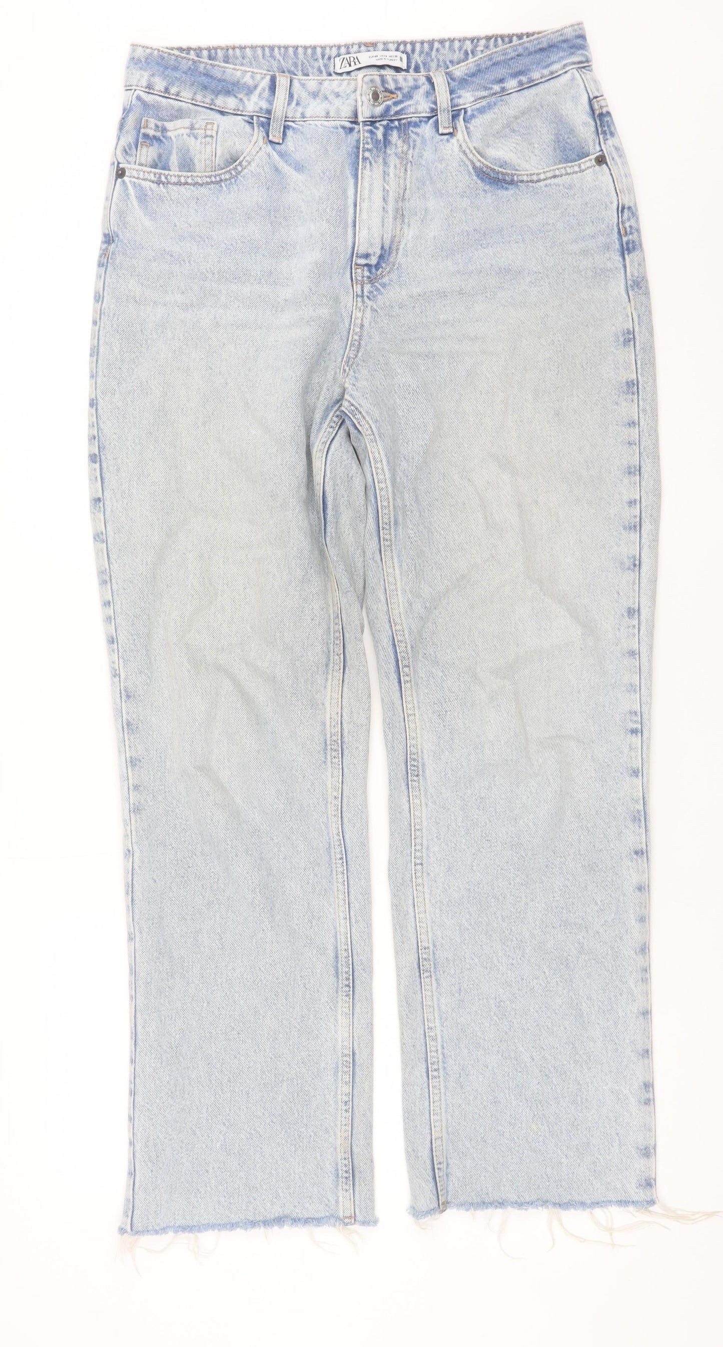 Zara Women Blue High Rise Straight Leg Jeans Size 12