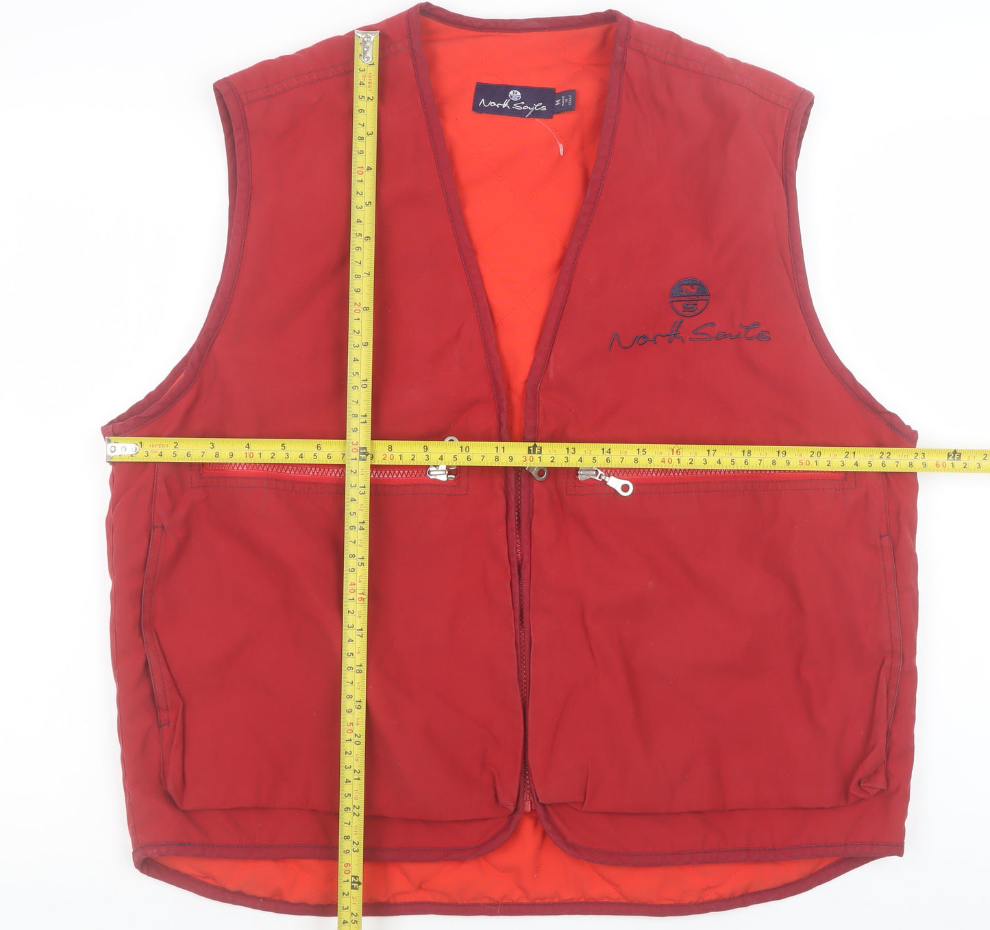 North Sails Mens Red Cotton Waistcoat M Regular Fit Outdoor Bodywarmer