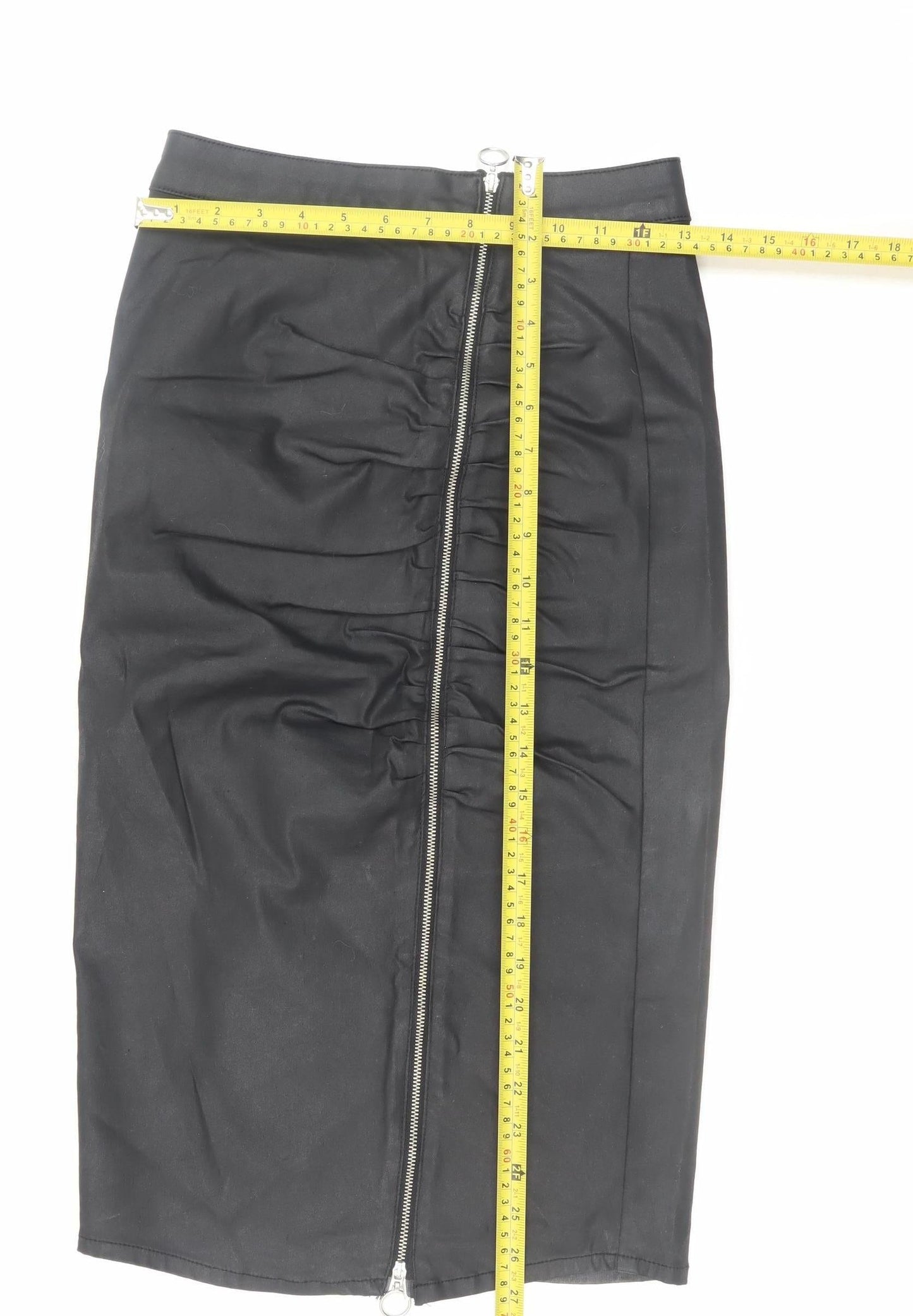 Zara Women Black XS Stretch Pencil Skirt with Zip Detail