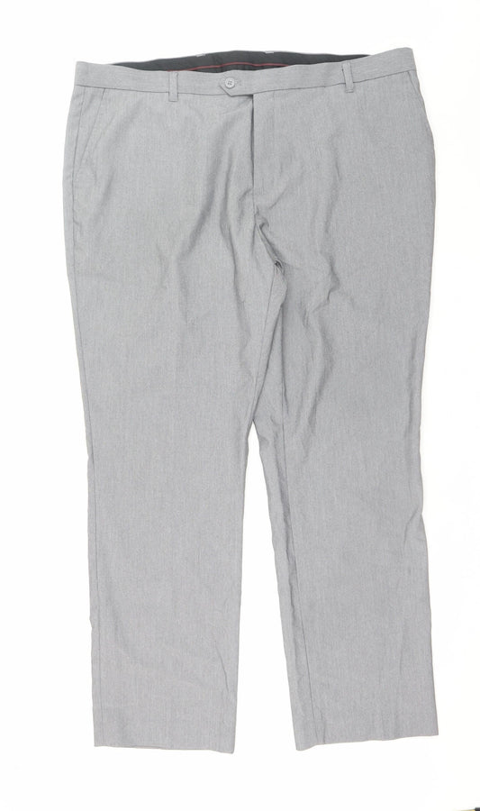 Next Men’s Grey 42R Regular Fit Dress Pants Trousers