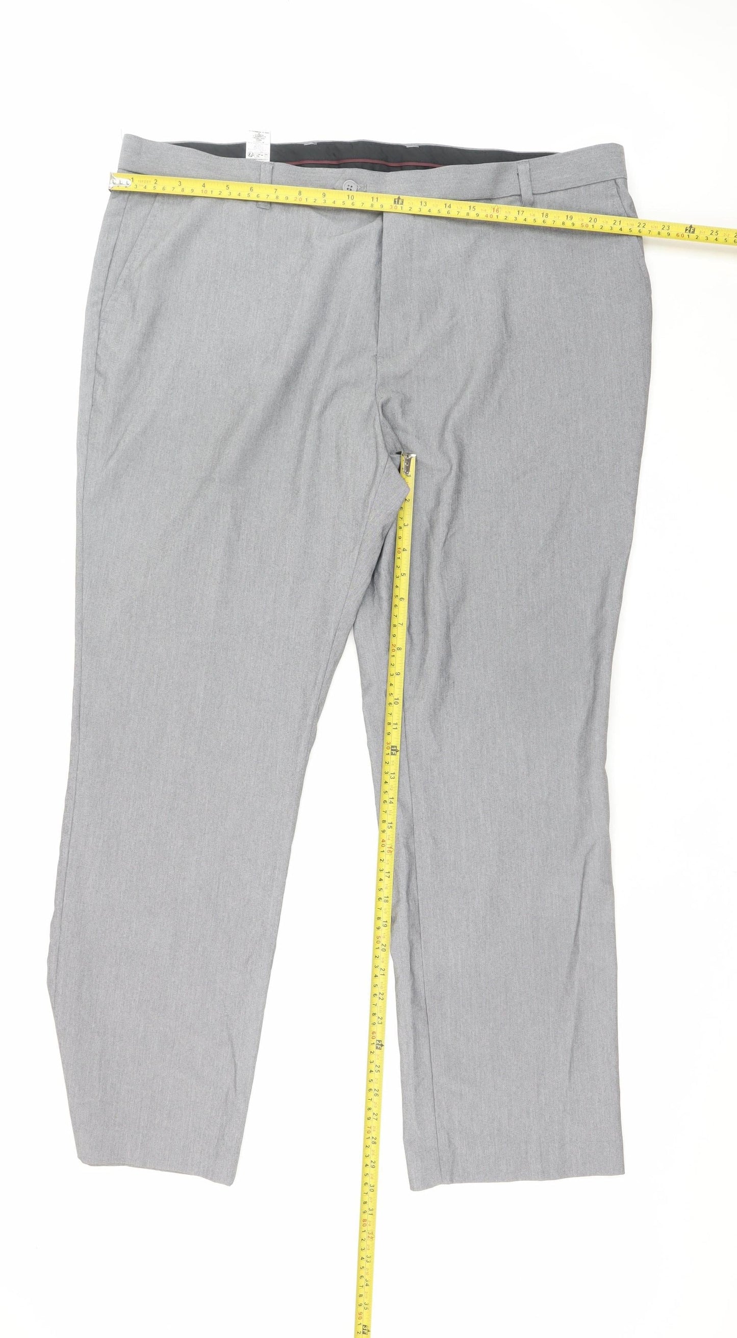 Next Men’s Grey 42R Regular Fit Dress Pants Trousers