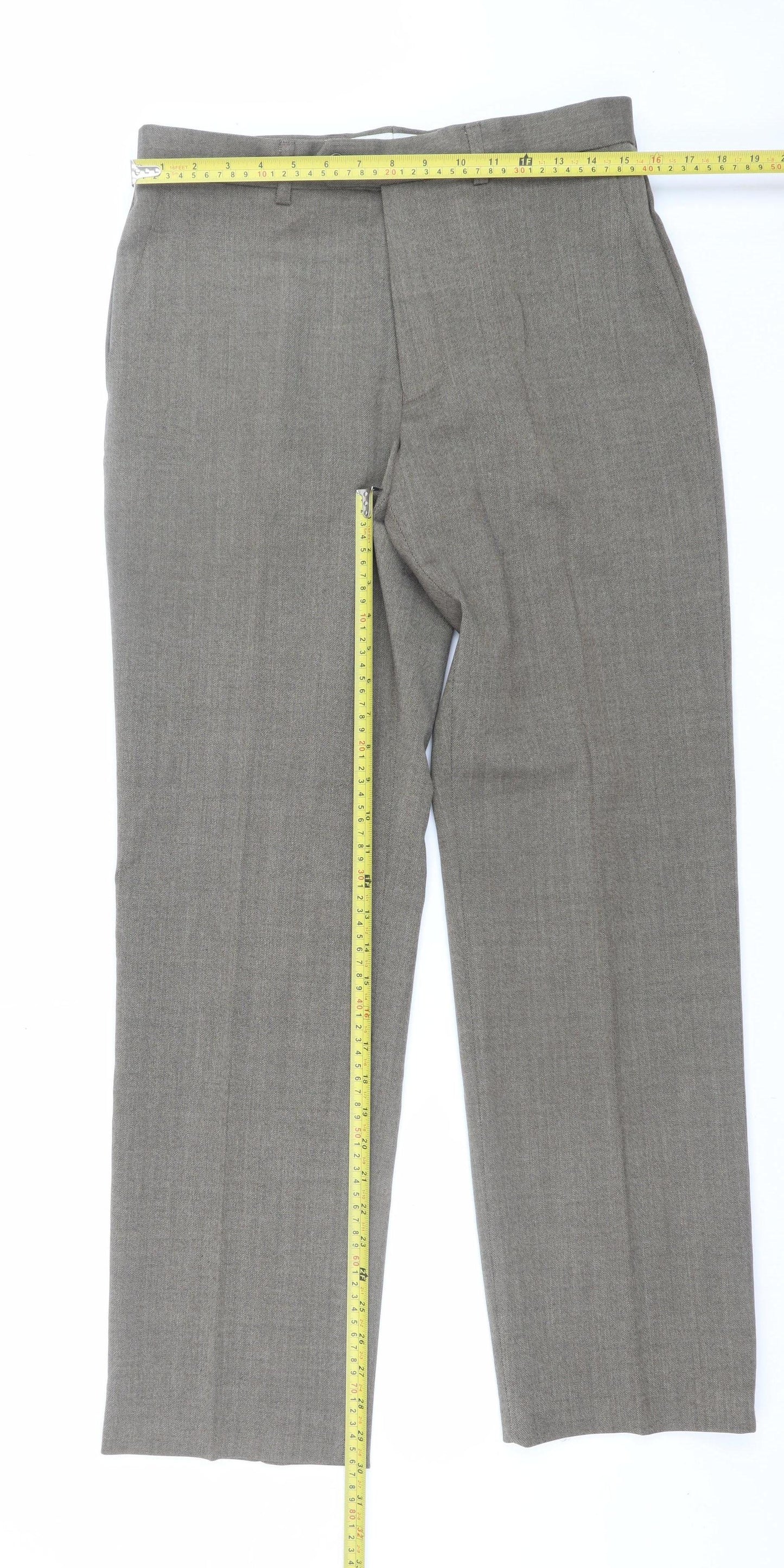 Marks and Spencer Men’s Beige Wool Blend Dress Pants 32x31 Regular Fit