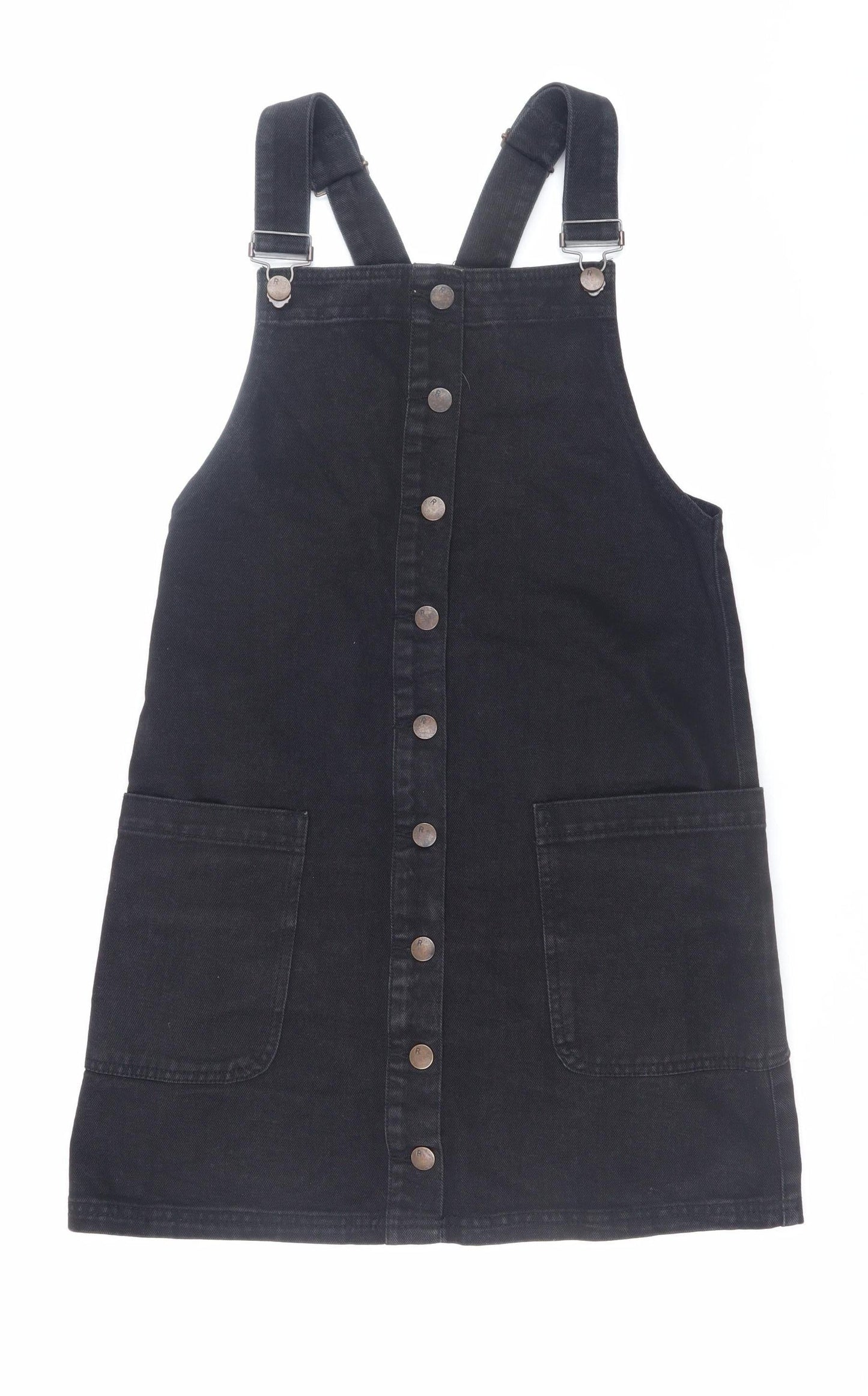 Red Herring Women's Black Denim Pinafore Dress Size 10
