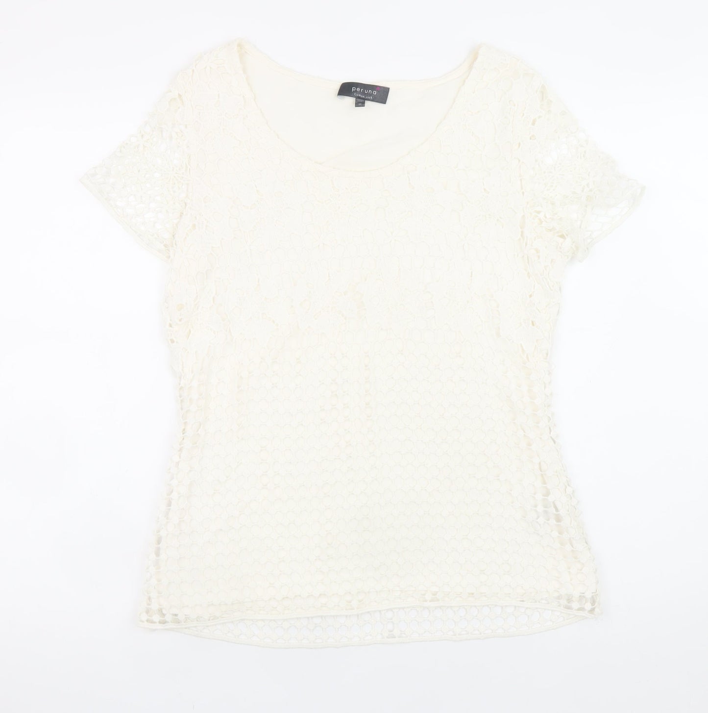 Marks and Spencer Per Una Ivory Lace Cotton Blend Blouse Size 12