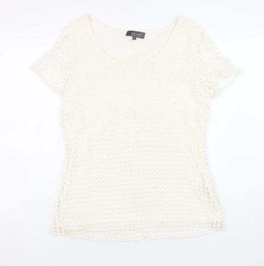 Marks and Spencer Per Una Ivory Lace Cotton Blend Blouse Size 12