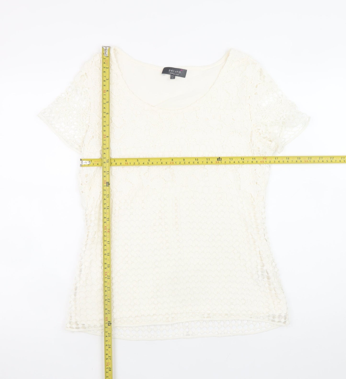 Marks and Spencer Per Una Ivory Lace Cotton Blend Blouse Size 12