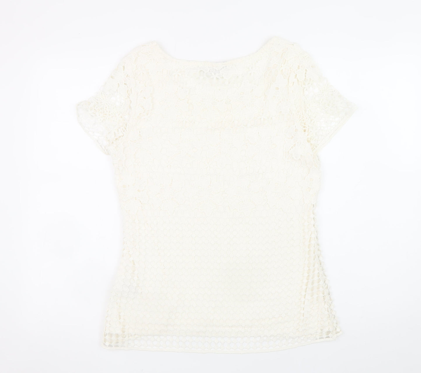 Marks and Spencer Per Una Ivory Lace Cotton Blend Blouse Size 12