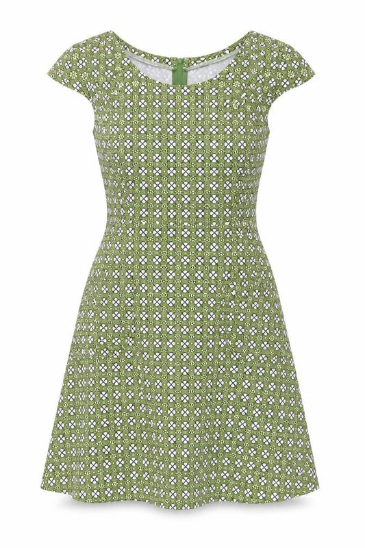 Revival Women Green Geometric Fit & Flare Dress Size 8