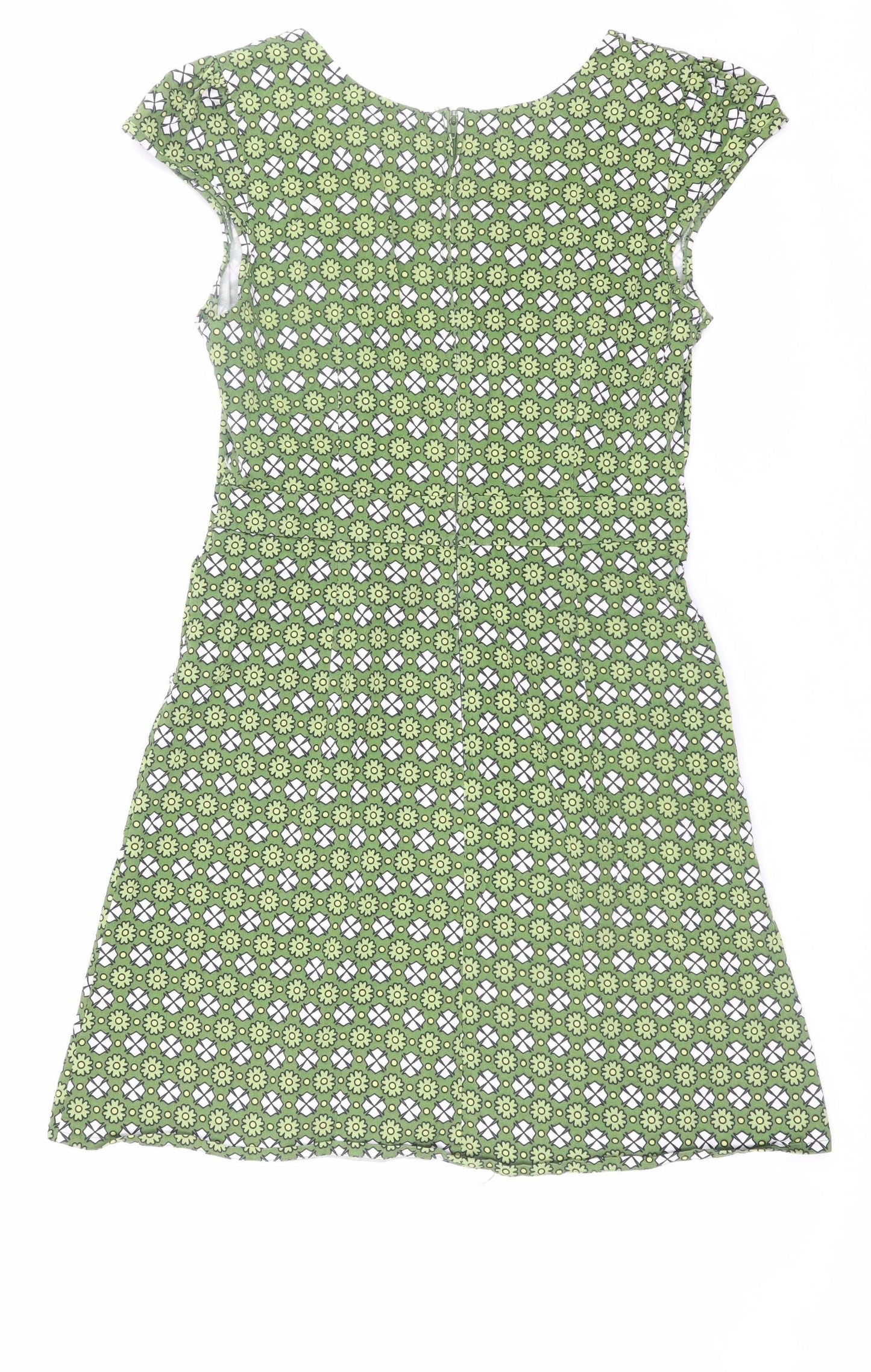 Revival Women Green Geometric Fit & Flare Dress Size 8