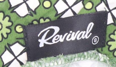 Revival Women Green Geometric Fit & Flare Dress Size 8