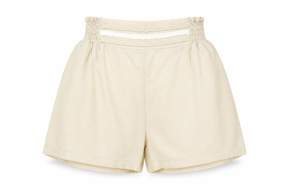 Jumps Women's Beige Paperbag Shorts Size S Petite Viscose Blend