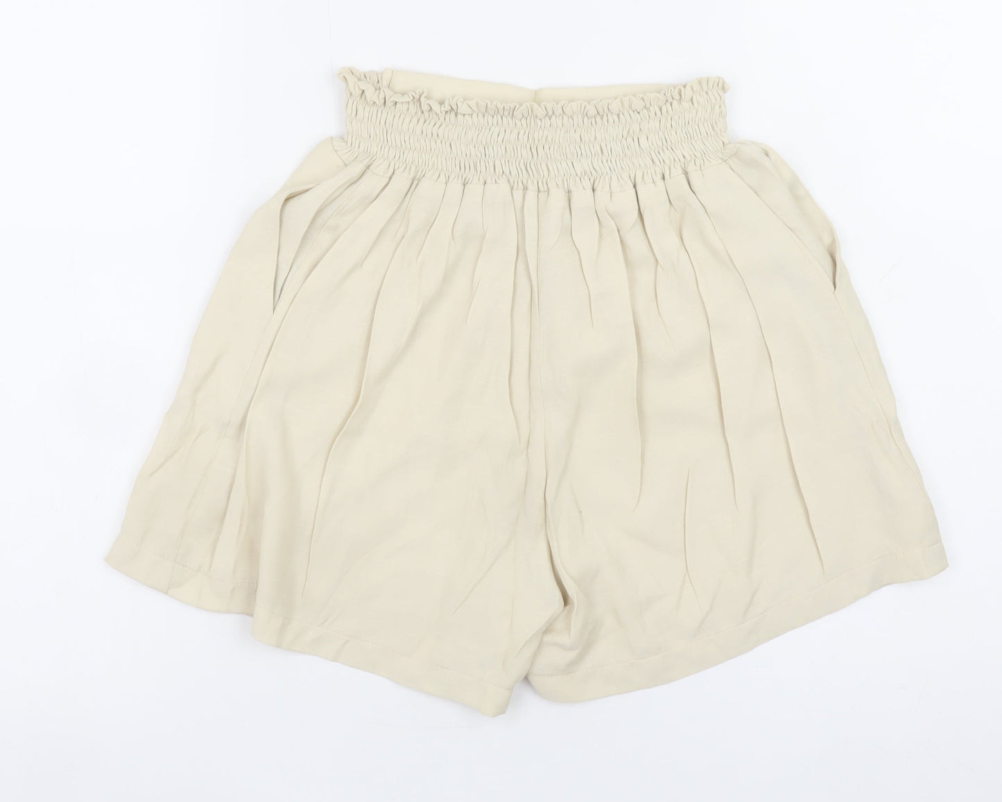 Jumps Women's Beige Paperbag Shorts Size S Petite Viscose Blend