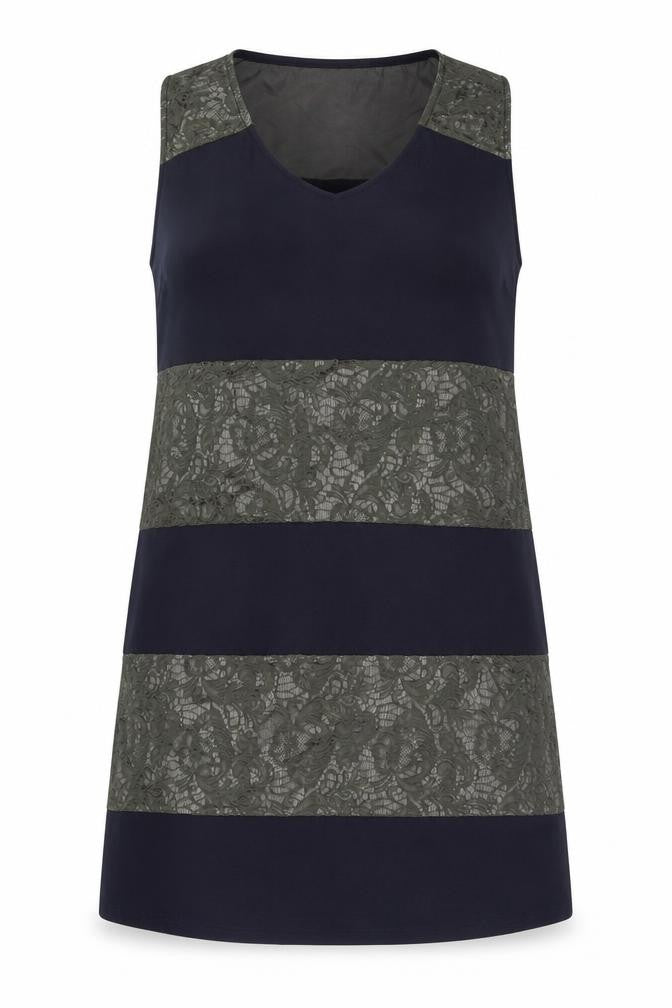 Anonymous Women’s Black Lace Shift Dress Size 20 Sleeveless V-Neck Knee Length