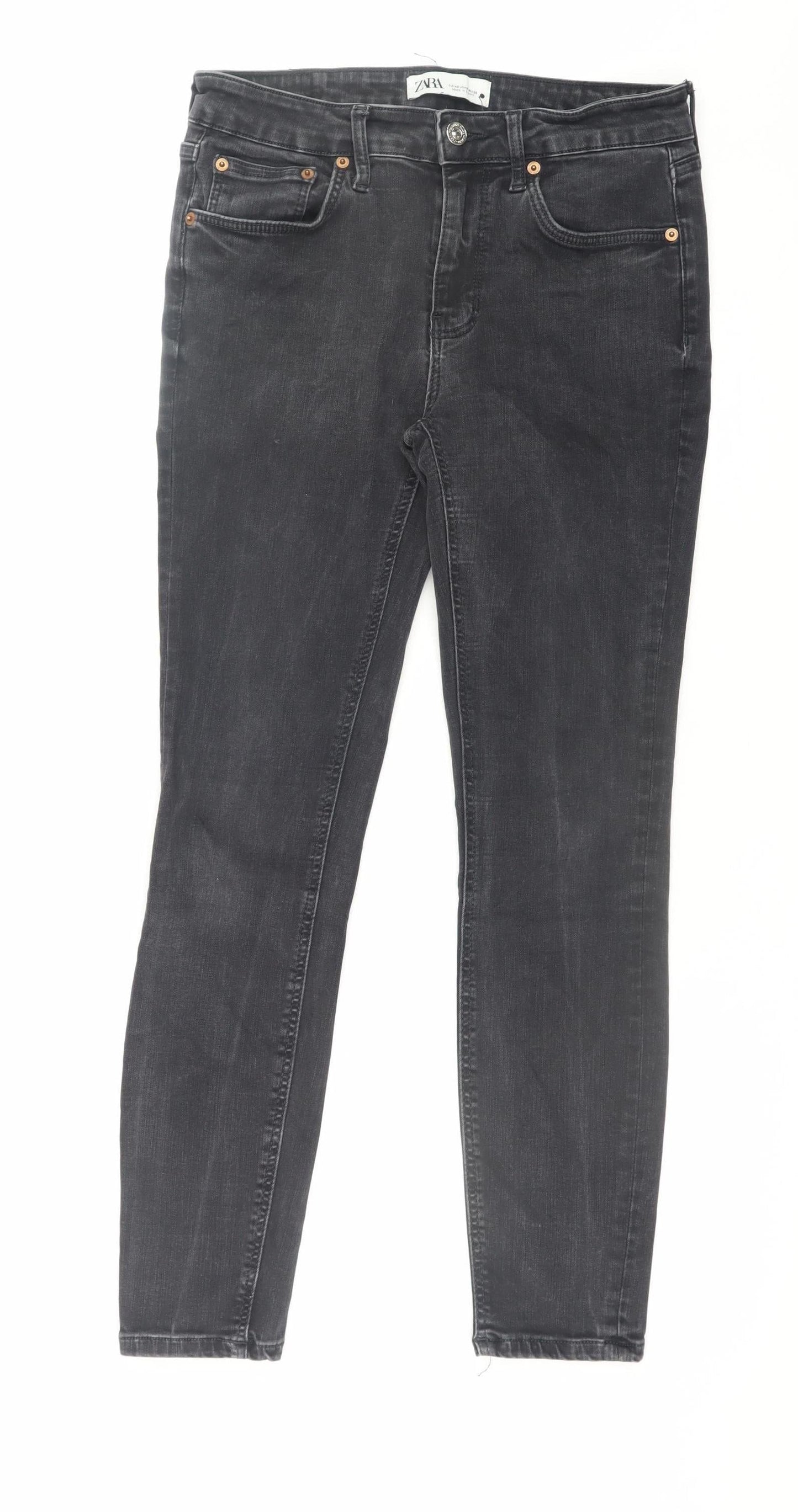 ZARA Women’s Black Skinny Jeans Size 12 Mid Rise Denim