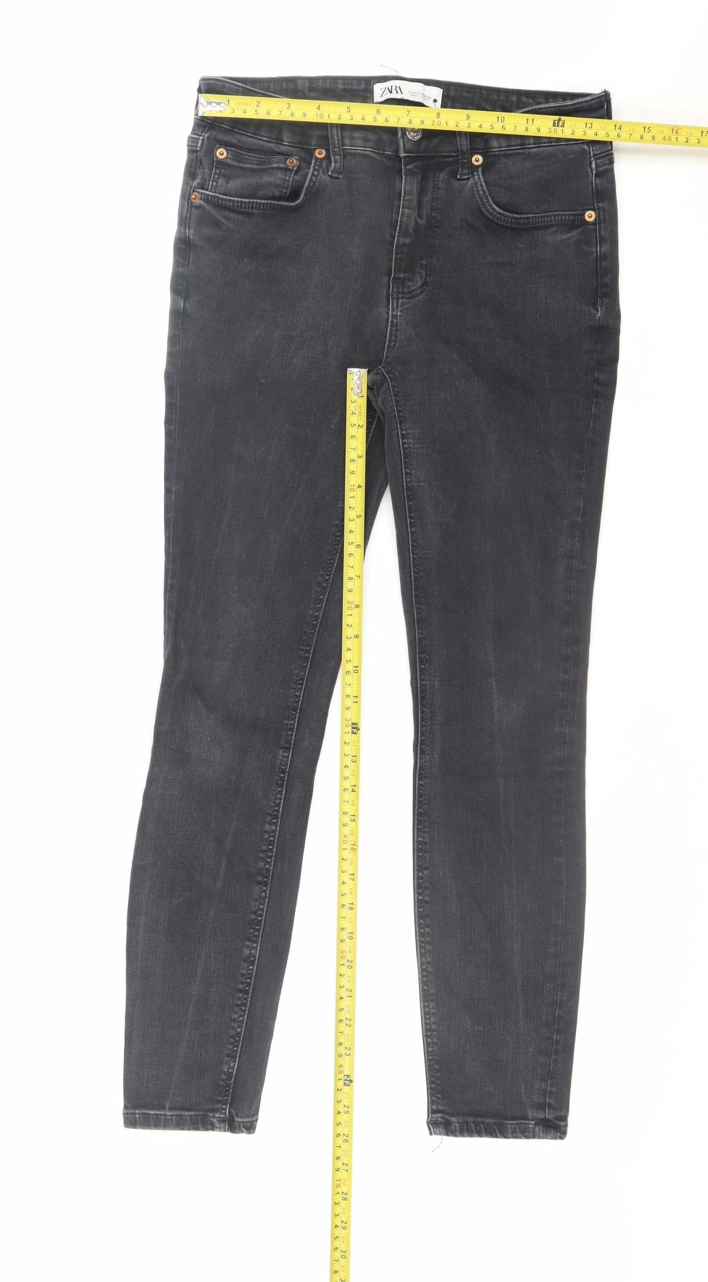 ZARA Women’s Black Skinny Jeans Size 12 Mid Rise Denim