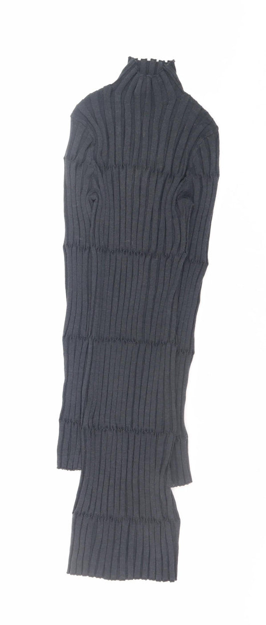 Zara Women Black Ribbed Knit Bodycon Midi Dress Size S