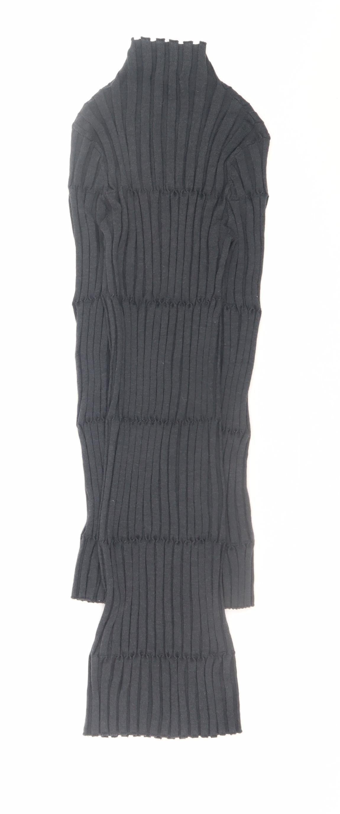 Zara Women Black Ribbed Knit Bodycon Midi Dress Size S