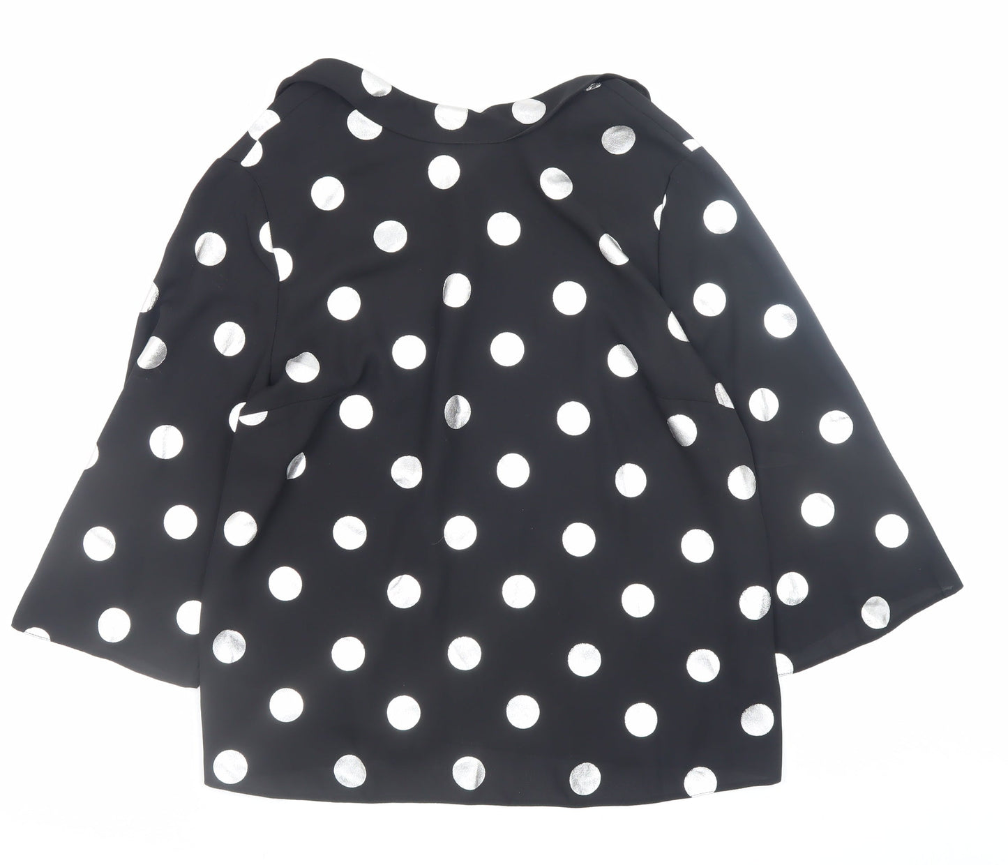 Dorothy Perkins Women’s Black Polka Dot Bow Neck Long Sleeve Blouse Size 14