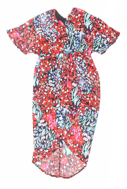 Girl In Mind Women’s Multicoloured Petite Floral Midi Wrap Dress UK 10