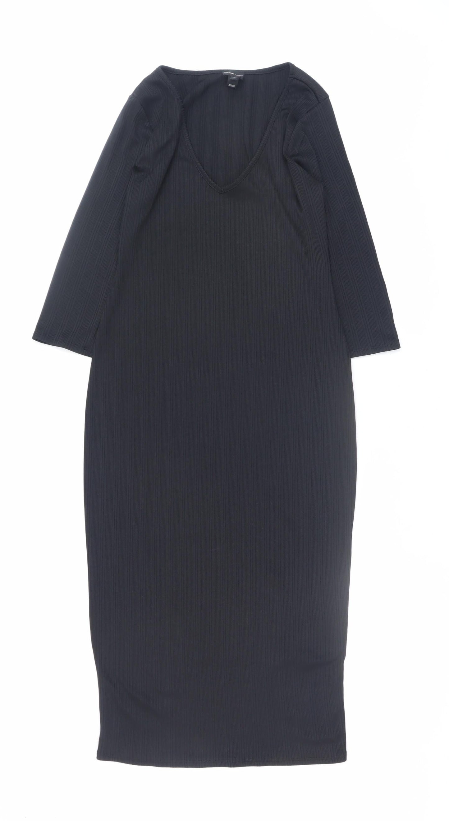 River Island Women's Black Midi Bodycon Dress Size 10