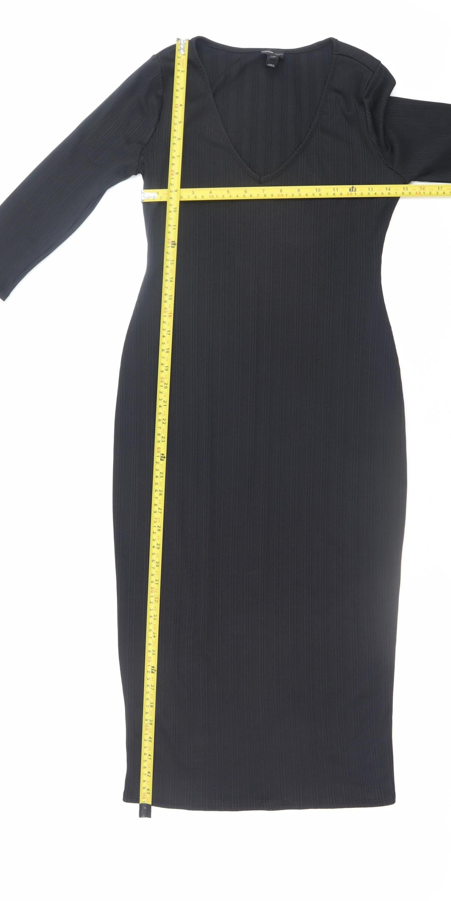 River Island Women's Black Midi Bodycon Dress Size 10