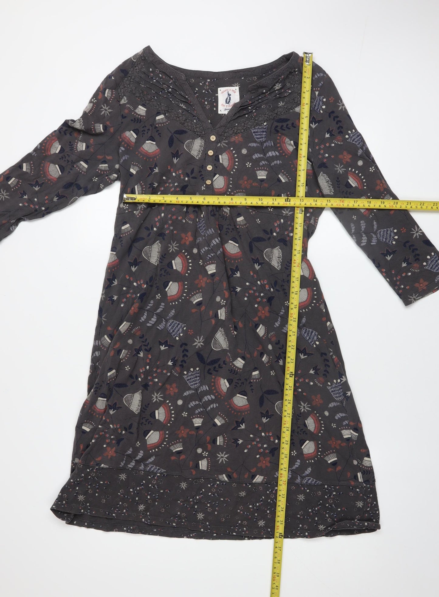 MandM Direct Women’s Grey Floral Jersey Shift Dress Size 12