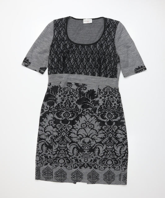 Bromley Women’s Grey Damask Knit Sheath Dress Size L
