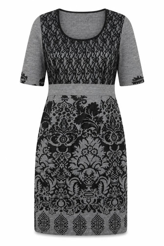 Bromley Women’s Grey Damask Knit Sheath Dress Size L
