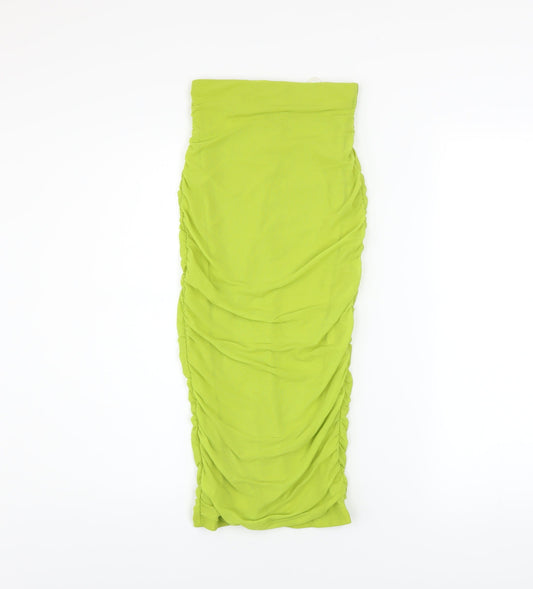 Oh Polly Women’s Green Ruched Midi Pencil Skirt Size 6
