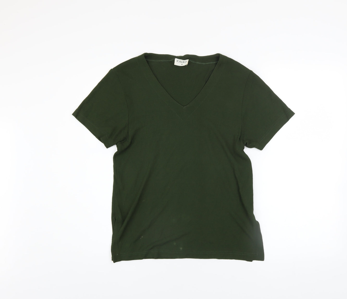 Kaliko Women’s Green V-Neck Short Sleeve Viscose T-Shirt M