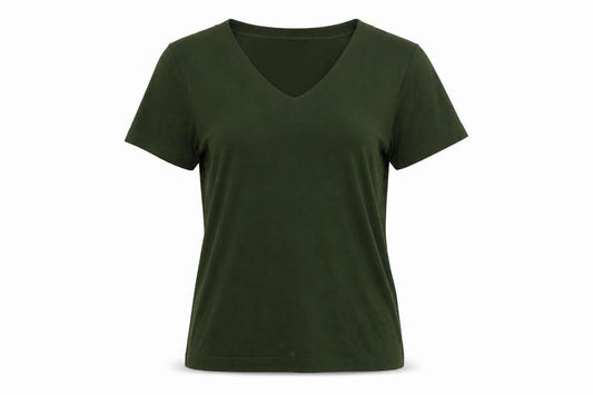 Kaliko Women’s Green V-Neck Short Sleeve Viscose T-Shirt M