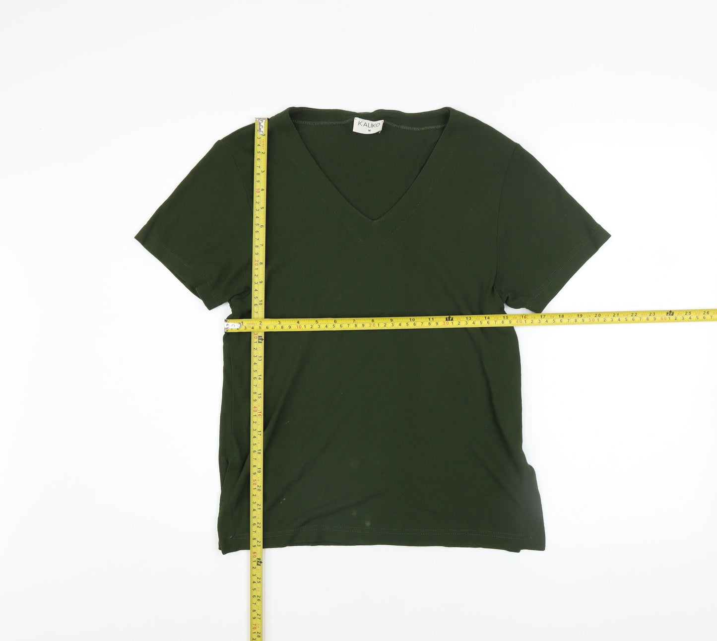 Kaliko Women’s Green V-Neck Short Sleeve Viscose T-Shirt M