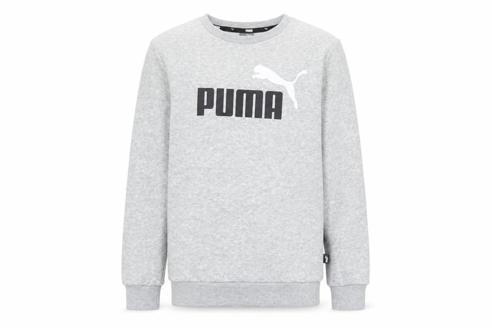 Puma Boys Grey Pullover Sweatshirt 11-12 Years Logo Crew Neck Long Sleeve