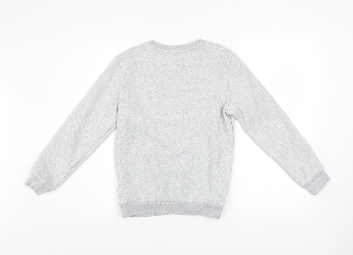 Puma Boys Grey Pullover Sweatshirt 11-12 Years Logo Crew Neck Long Sleeve