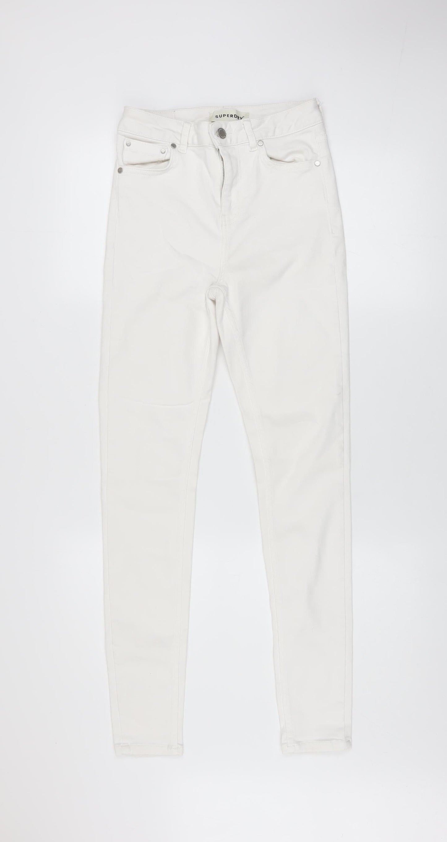 Superdry Womens White Skinny Stretch Jeans Size 26 Slim Fit
