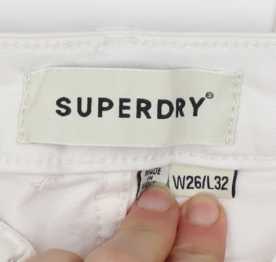 Superdry Womens White Skinny Stretch Jeans Size 26 Slim Fit