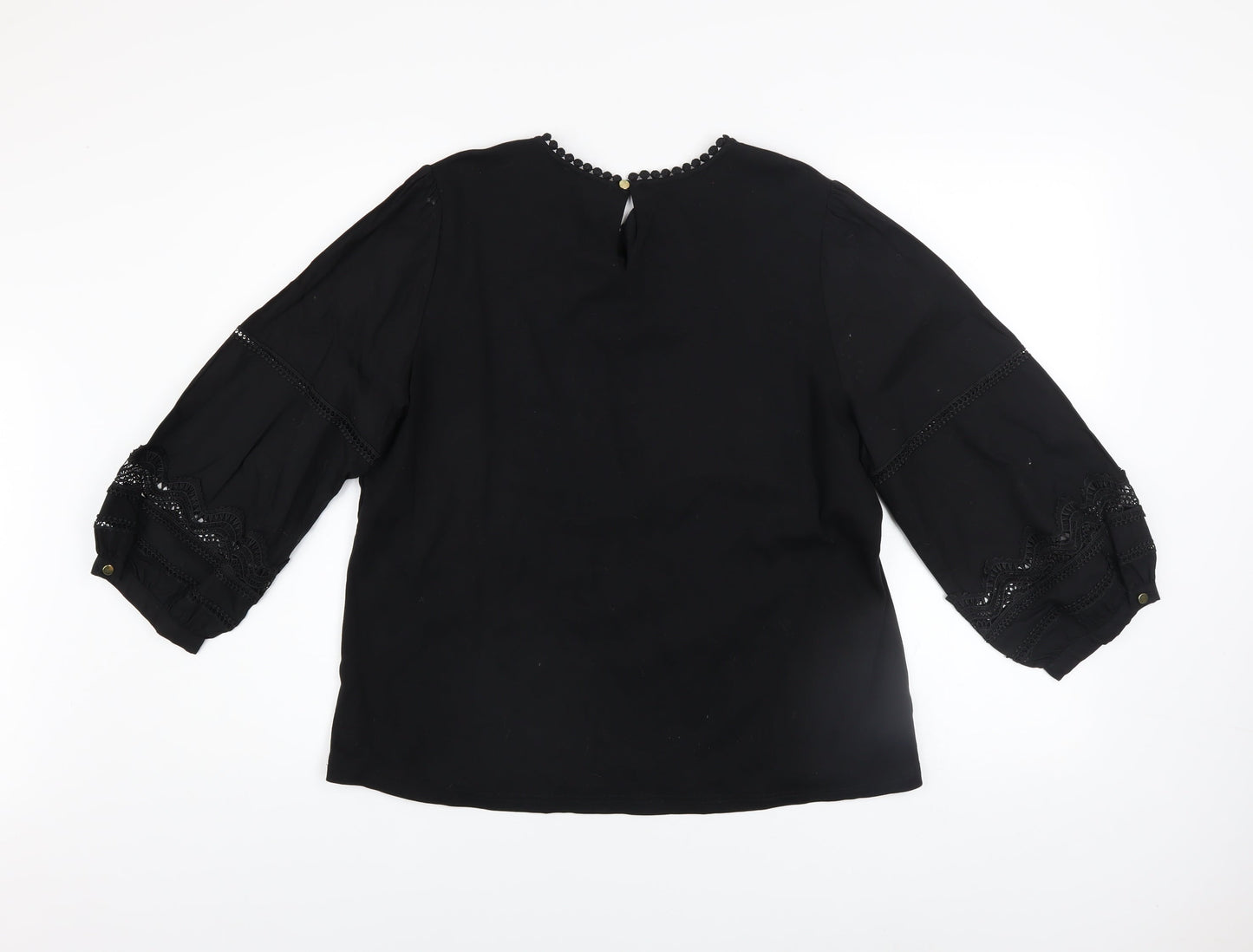 Gallery Women’s Black Lace 3/4 Sleeve Tunic Blouse Size 16