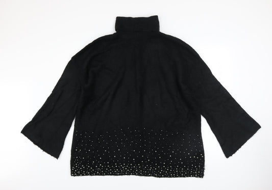 Next Women's Black Roll Neck Beaded Jumper Size 20 Acrylic Wool Blend
