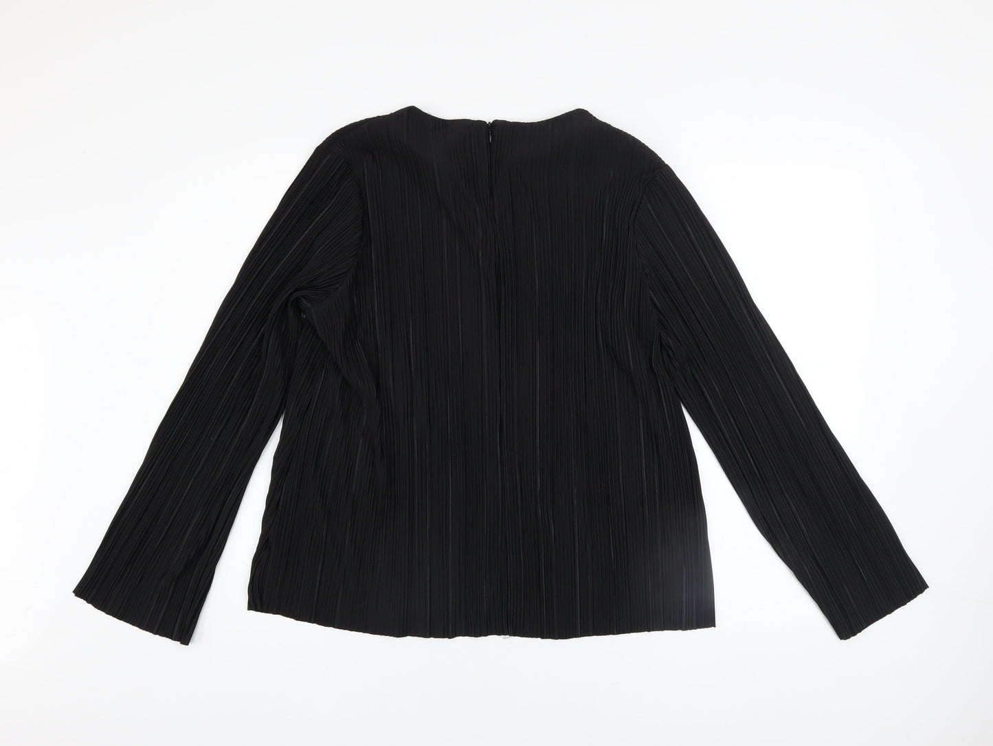 Gallery Women's Black Pleated Tunic Blouse Size M Long Sleeve