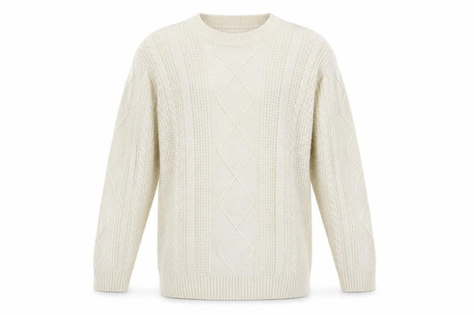 River Island Men’s Ivory Cable Knit Jumper XL Classic Pullover