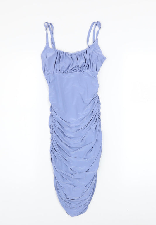 Quiz Women’s Blue Ruched Bodycon Midi Dress Size 6