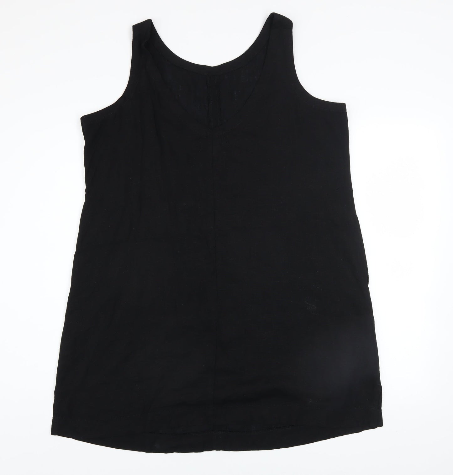 Next Women’s Black Linen Blend Petites 16 V-Neck Shift Dress