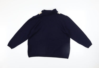 FREYA Women's Blue Roll Neck Geometric Pullover Jumper Size 18