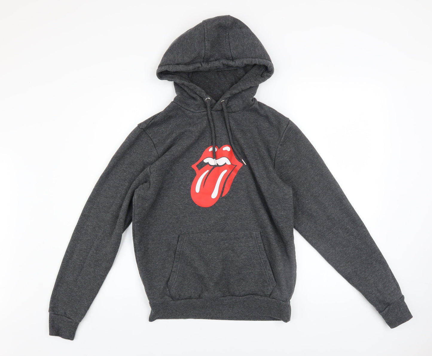 The Rolling Stones Men’s Grey Pullover Hoodie S Graphic Logo Sweatshirt